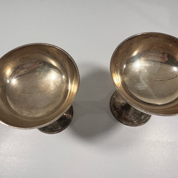 Vintage Silver Plated Cordial Goblets Pair Etched Grape Pattern w Velvet Box - Picture 6 of 15